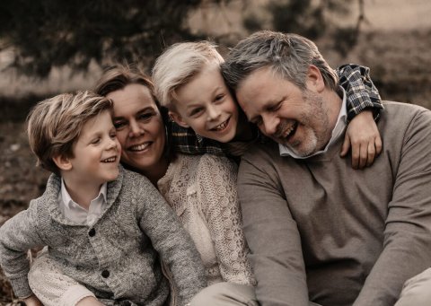 Een familie in het Lutterzand met Foto Danielle.